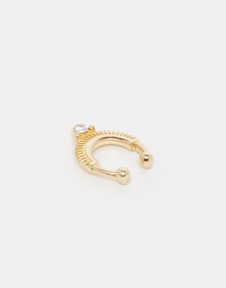 Asos Etched Stone Nose Cuff - Gold
