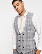 Twisted Tailor Jose Suit Vest In Gray Prince Of Wales Check