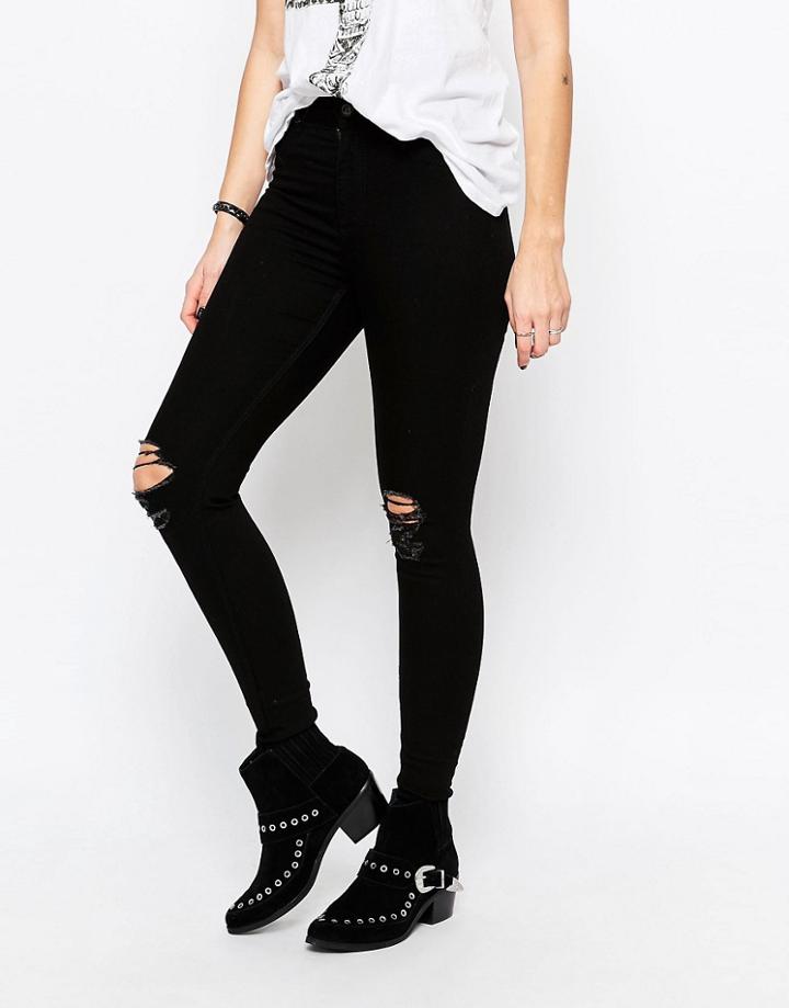 Cheap Monday High Spray Skinny Jean - Rip Black