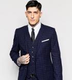Heart & Dagger Tonal Check Suit Jacket In Super Skinny Fit - Blue