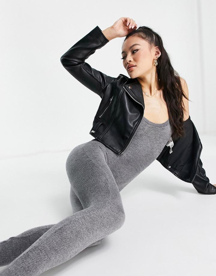I Saw It First Knit Jumpsuit With Under Bust Detail In Gray-grey