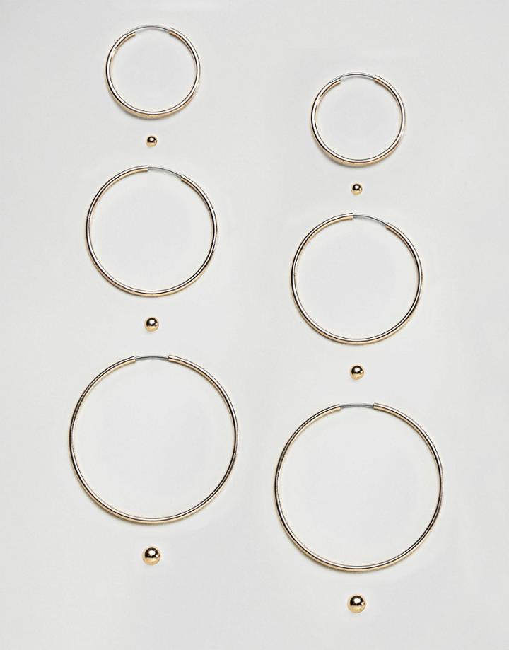 Monki Hoop And Stud Earring Multi Pack - Gold