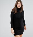 Brave Soul Plus Turtleneck Sweater Dress - Black