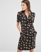 Trollied Dolly It's Bowtime Floral Print Dress - Black