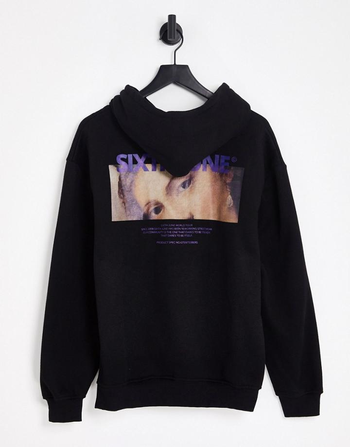Sixth June Oversized Hoodie In Black With Eyes Back Print