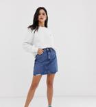 River Island Denim Mini Skirt In Mid Wash - Blue