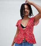 Reclaimed Vintage Inspired Ditsy Tie Front Blouse - Multi