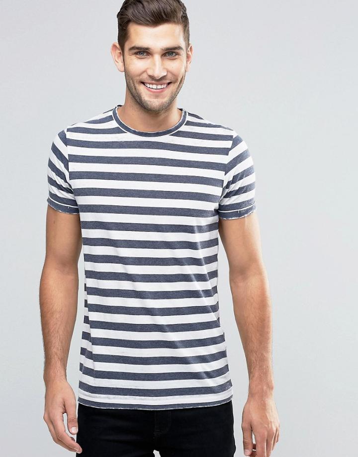Jack & Jones Crew Neck Stiped T-shirt - Navy