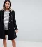 Asos Maternity Duffle Coat With Faux Fur Hood