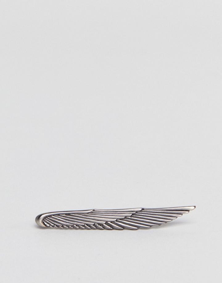 Simon Carter Wing Tie Bar In Antiqued Silver - Silver