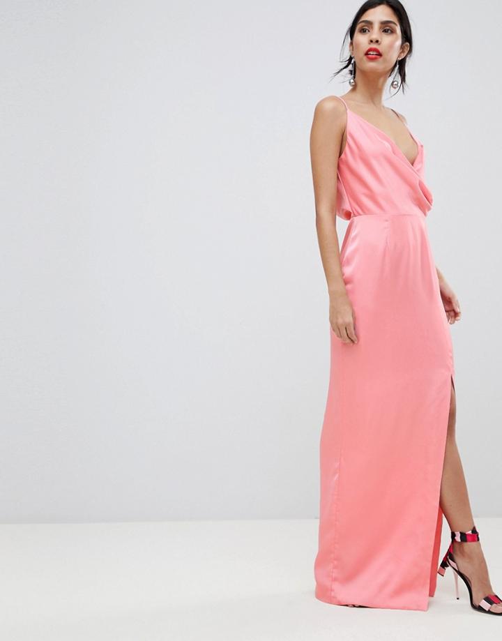 Keepsake Strappy Gown With Leg Split - Pink