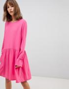Just Female Hudson Fluted Shift Dress - Pink