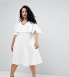 Asos Design Curve Cape Midi Prom Dress - White