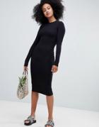 Monki Crew Neck Midi Dress - Black