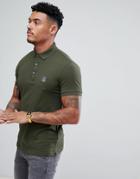 Boss Casual Slim Fit Logo Polo Shirt In Khaki - Green