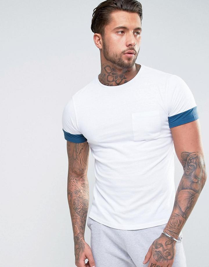 Another Influence Contrast Sleeve T-shirt - White