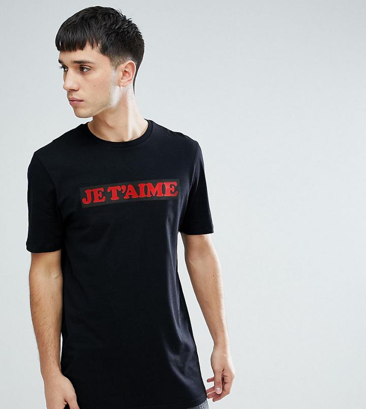 Asos Tall Longline T-shirt With Je T'aime Print - Black