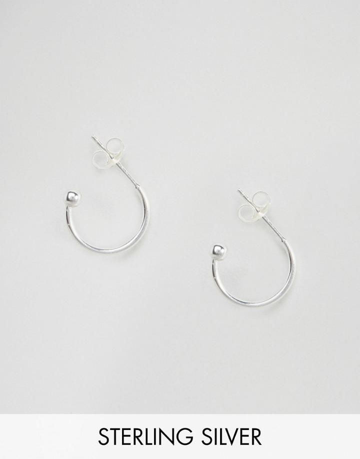 Asos Sterling Silver 14mm Ball Open Hoop Earrings - Silver