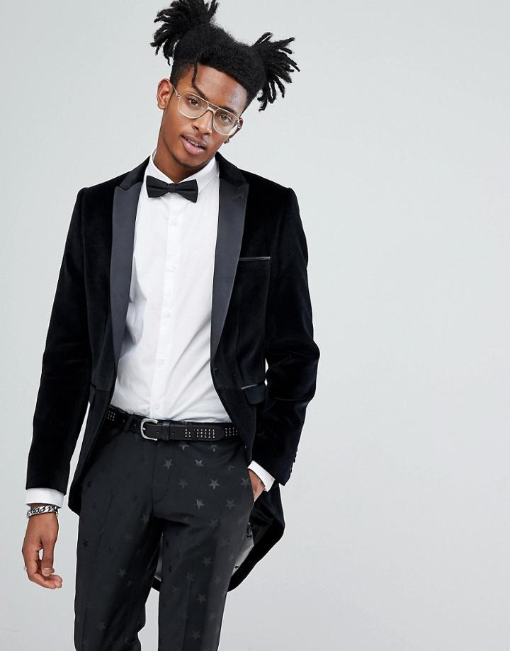 Noose & Monkey Tails Jacket In Velvet - Black