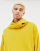 Asos Design Oversized Hoodie With Slouch Neck In Yellow - Yellow