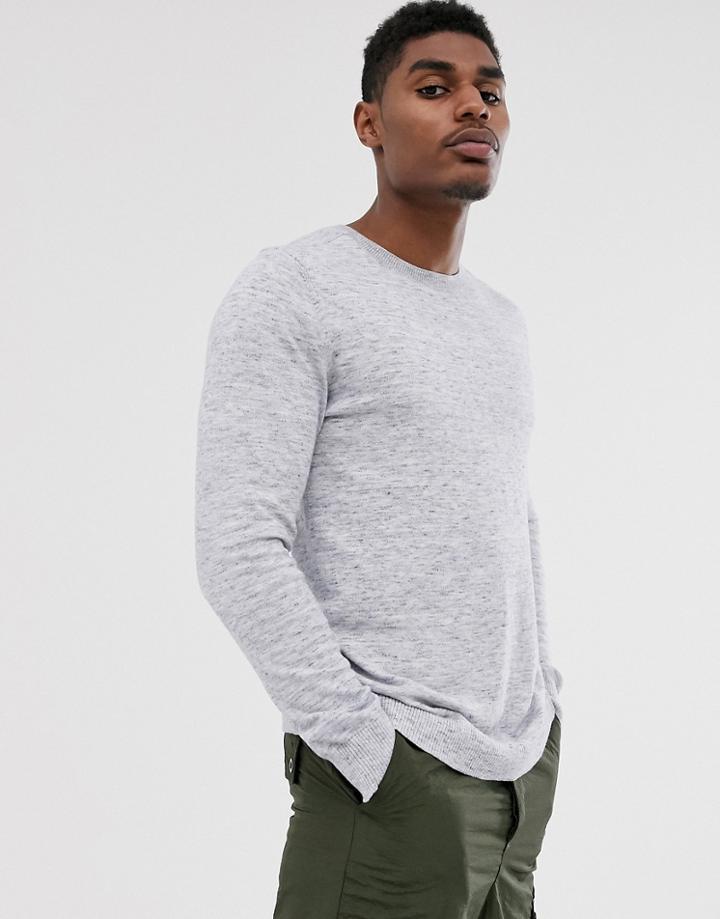Bershka Knitted Sweater In Gray Marl - Gray