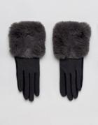 Vincent Pradier Color Block Gloves With Fur Trim - Multi