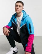 Nike Tech Fleece Full-zip Color Block Hoodie In Black & Blue