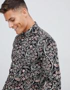 Jack & Jones Premium Smart Shirt In Slim Fit Floral Print - Black