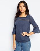 Vero Moda 3/4 Bell Sleeve Top - Blue