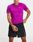 Nike Running Dri-fit Miler T-shirt In Purple