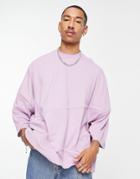 Asos Design Oversized T-shirt With Drawcord Details In Purple