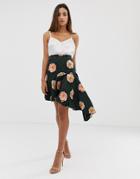 Love Floral Asymmetric Skirt - Multi