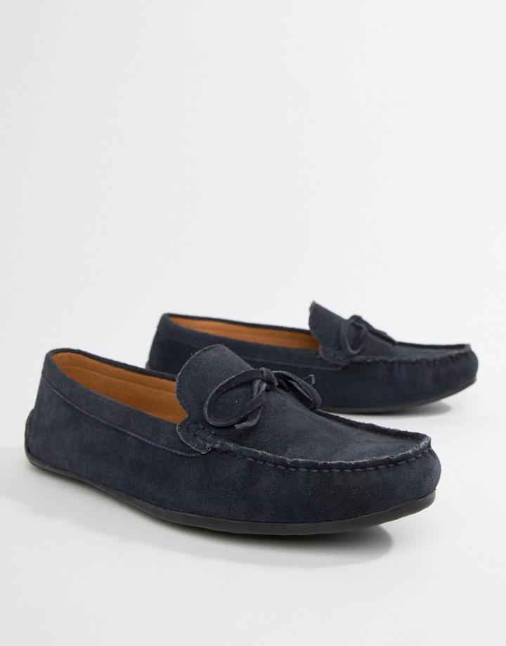 Kg By Kurt Geiger Wide Fit Ringwood Driving Shoes In Suede - Blue