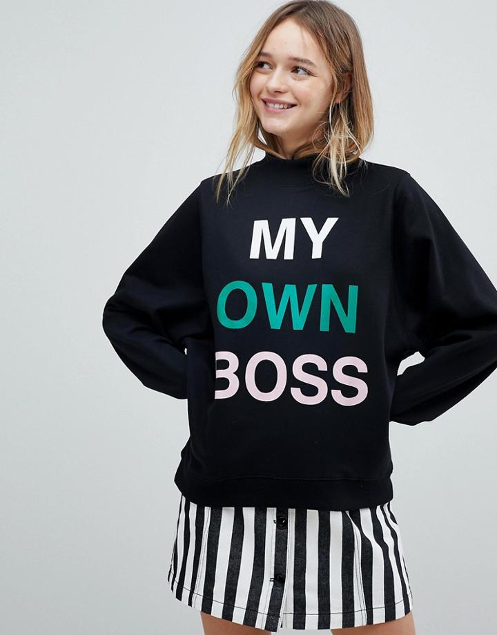 Monki My Own Boss Sweatshirt - Black