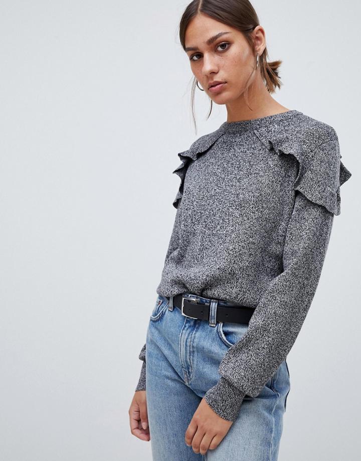 B.young Flutter Panel Sweater - Gray