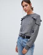 B.young Flutter Panel Sweater - Gray