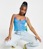 Asyou Mesh Plunge Cami In Blue-blues
