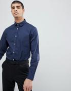 Process Black Plain Poplin Slim Fit Shirt - Navy