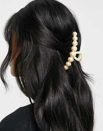 Designb London Pearl Hair Claw-white