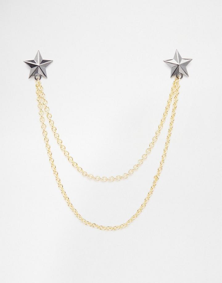 Asos Star Collar Tips In Black And Gold - Black