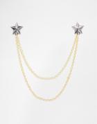 Asos Star Collar Tips In Black And Gold - Black