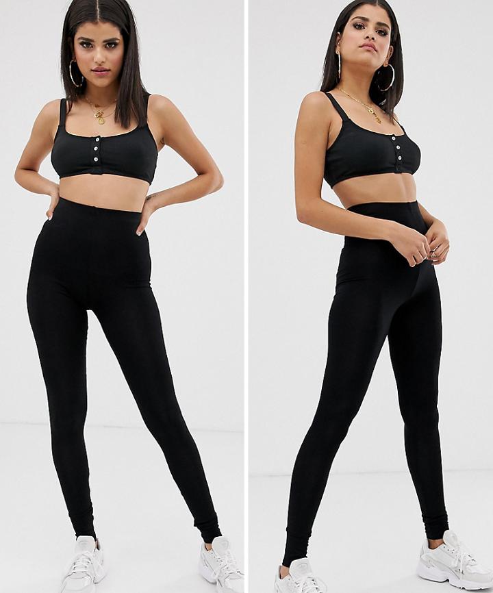 Asos Design Tall 2 Pack High Waisted Leggings In Black Save
