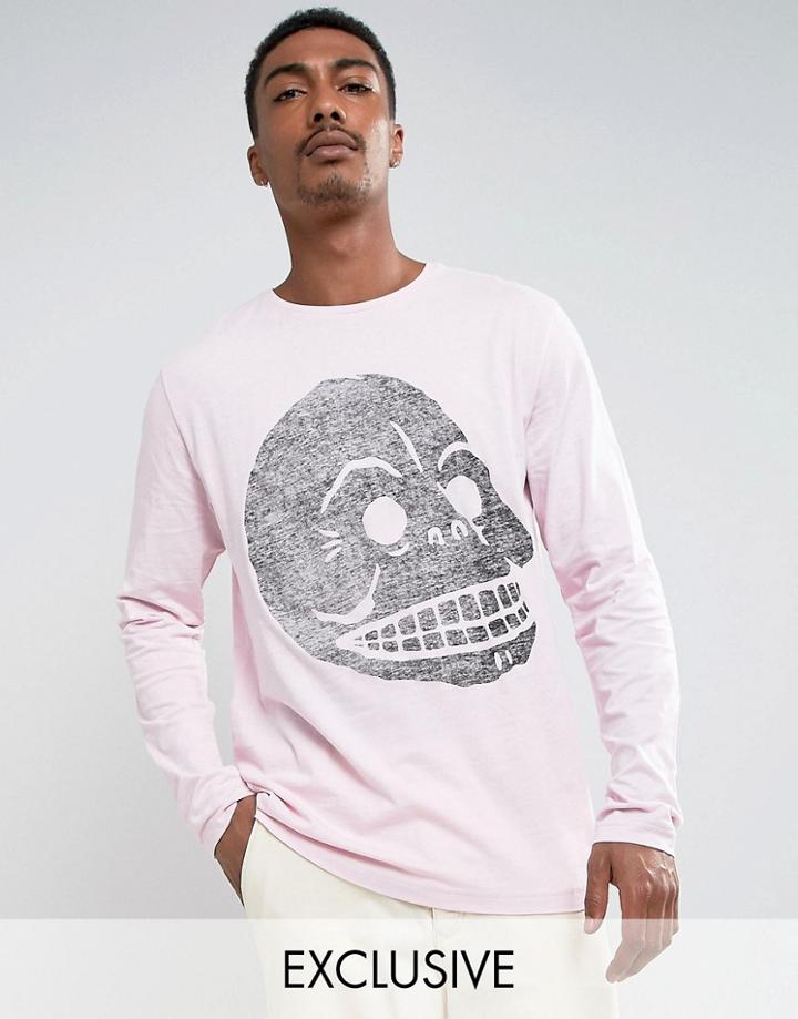 Cheap Monday Gazer Long Sleeve Top Cracked Skull - Pink