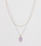 Aldo Ederravia Gold Layering Necklace With Semi Precious Amethyst Stone Pendant - Gold