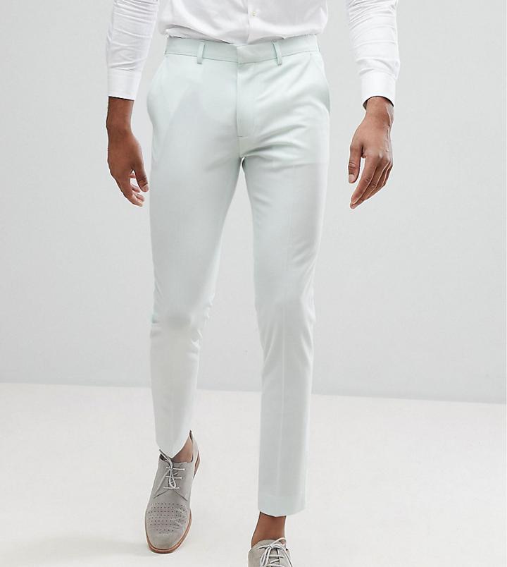 Asos Tall Wedding Super Skinny Cropped Smart Pants In Mint - Green