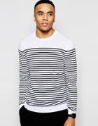 Asos Stripe Jumper In Cotton - Ecru