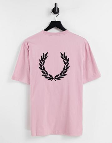 Fred Perry Laurel Wreath Back Print T-shirt In Pink