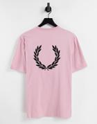 Fred Perry Laurel Wreath Back Print T-shirt In Pink