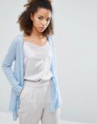 Subtle Luxury Cashmere Hi Low V-neck Cardigan In Ocean - Blue