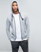 Religion Zip Through Hoodie With Metal Badge - Gray